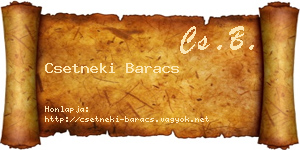 Csetneki Baracs névjegykártya